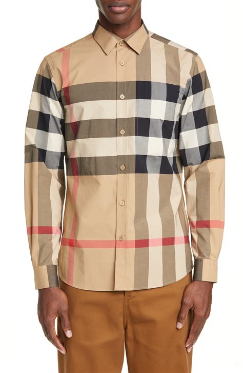 mens burberry plaid button down|Burberry clothing for men.